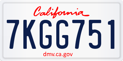 CA license plate 7KGG751