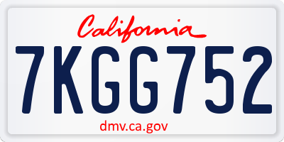 CA license plate 7KGG752