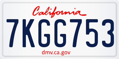 CA license plate 7KGG753
