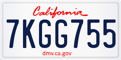 CA license plate 7KGG755
