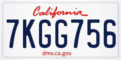 CA license plate 7KGG756