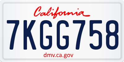 CA license plate 7KGG758