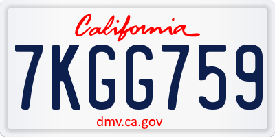 CA license plate 7KGG759