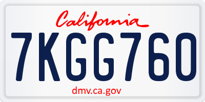 CA license plate 7KGG760