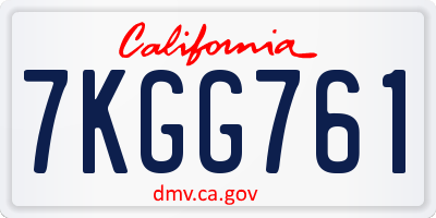 CA license plate 7KGG761