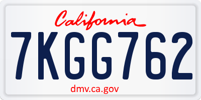 CA license plate 7KGG762