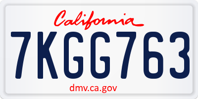 CA license plate 7KGG763