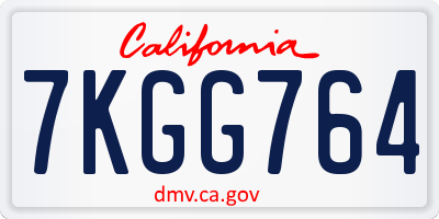 CA license plate 7KGG764