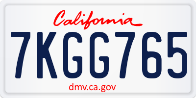 CA license plate 7KGG765