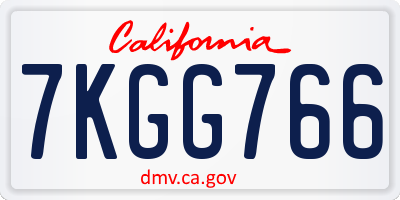 CA license plate 7KGG766