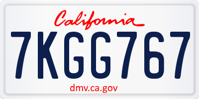 CA license plate 7KGG767