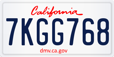 CA license plate 7KGG768