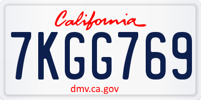 CA license plate 7KGG769