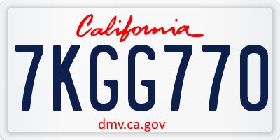 CA license plate 7KGG770