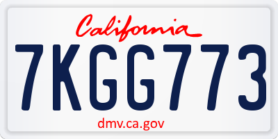 CA license plate 7KGG773