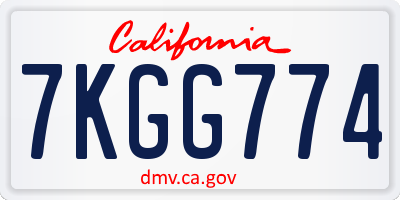 CA license plate 7KGG774