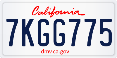 CA license plate 7KGG775