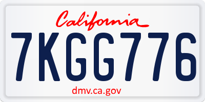 CA license plate 7KGG776