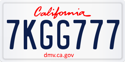 CA license plate 7KGG777