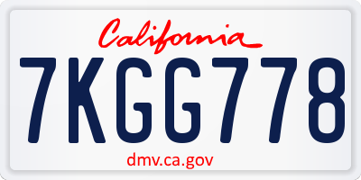 CA license plate 7KGG778