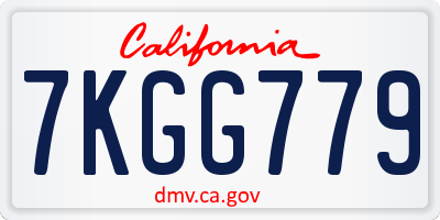 CA license plate 7KGG779