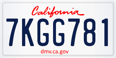CA license plate 7KGG781