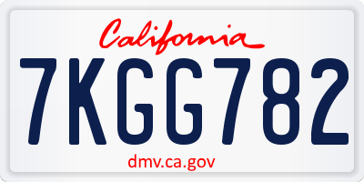 CA license plate 7KGG782