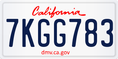 CA license plate 7KGG783