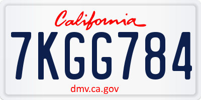 CA license plate 7KGG784
