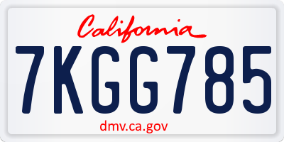 CA license plate 7KGG785