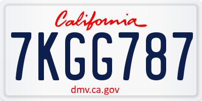 CA license plate 7KGG787