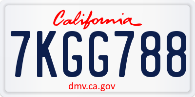 CA license plate 7KGG788