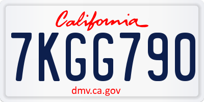 CA license plate 7KGG790