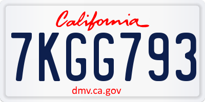 CA license plate 7KGG793