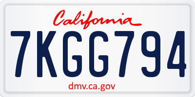 CA license plate 7KGG794