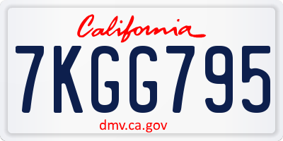 CA license plate 7KGG795
