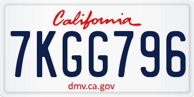 CA license plate 7KGG796