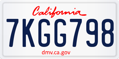 CA license plate 7KGG798