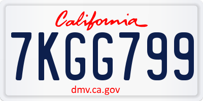 CA license plate 7KGG799