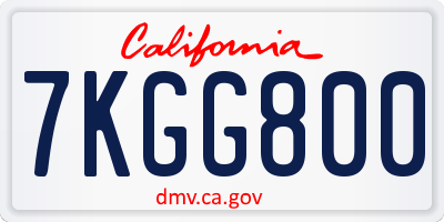 CA license plate 7KGG800