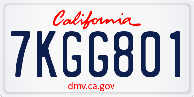 CA license plate 7KGG801