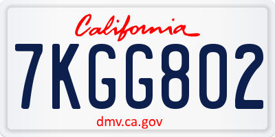 CA license plate 7KGG802