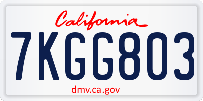 CA license plate 7KGG803