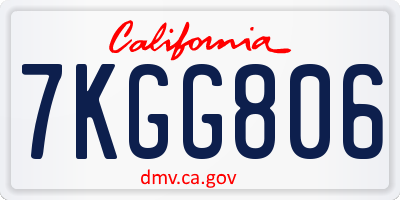CA license plate 7KGG806