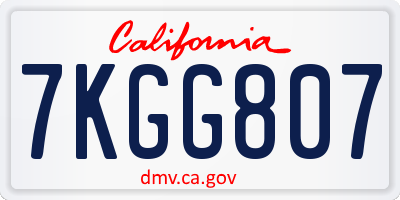 CA license plate 7KGG807