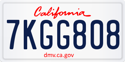 CA license plate 7KGG808