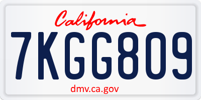 CA license plate 7KGG809