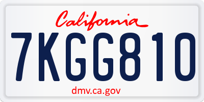 CA license plate 7KGG810