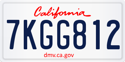 CA license plate 7KGG812
