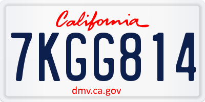 CA license plate 7KGG814